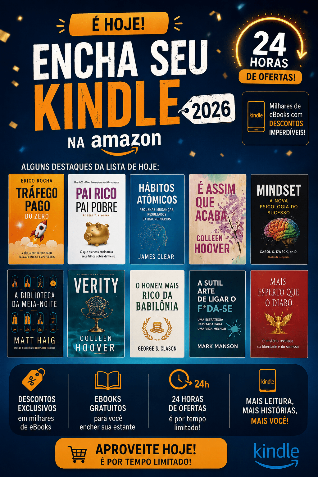 Encha seu Kindle 2026: Amazon reúne e-books grátis e em promoção nesta&nbsp;quinta-feira